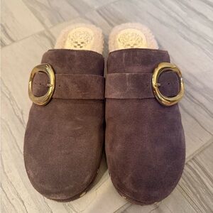 Dolce Vita Brown Mules with Gold Buckle